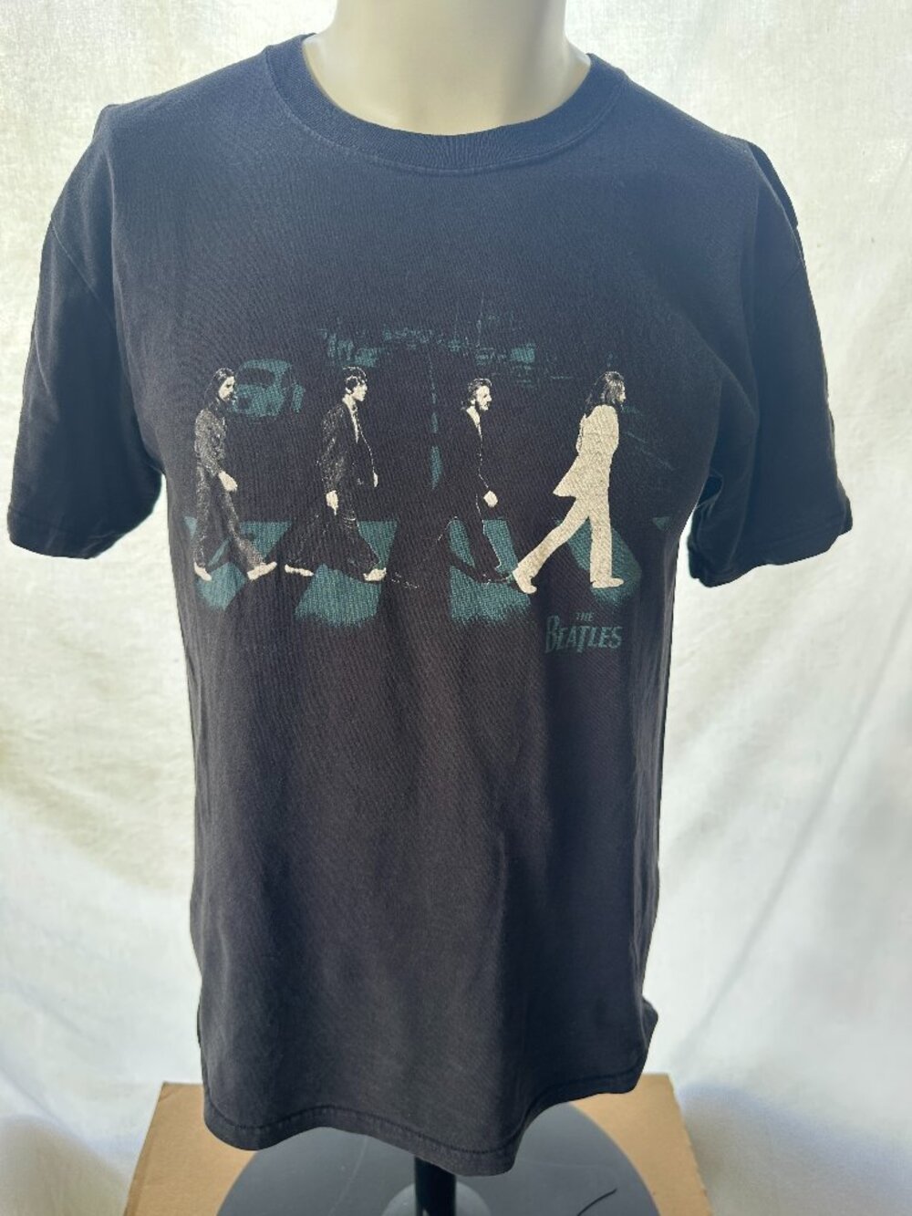 Beatles Abbey Road John Lennon Men's Black Shirt Size Medium Paul McCartney Geor